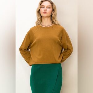 241B-BROWN. Raglan Long Sleeve Sweatshirt